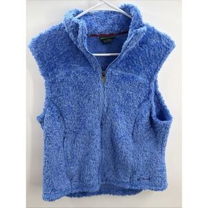 L.L. Bean Polartec Thermal Pro Blue Hi Pile Fleece Vest Medium Full Zip
